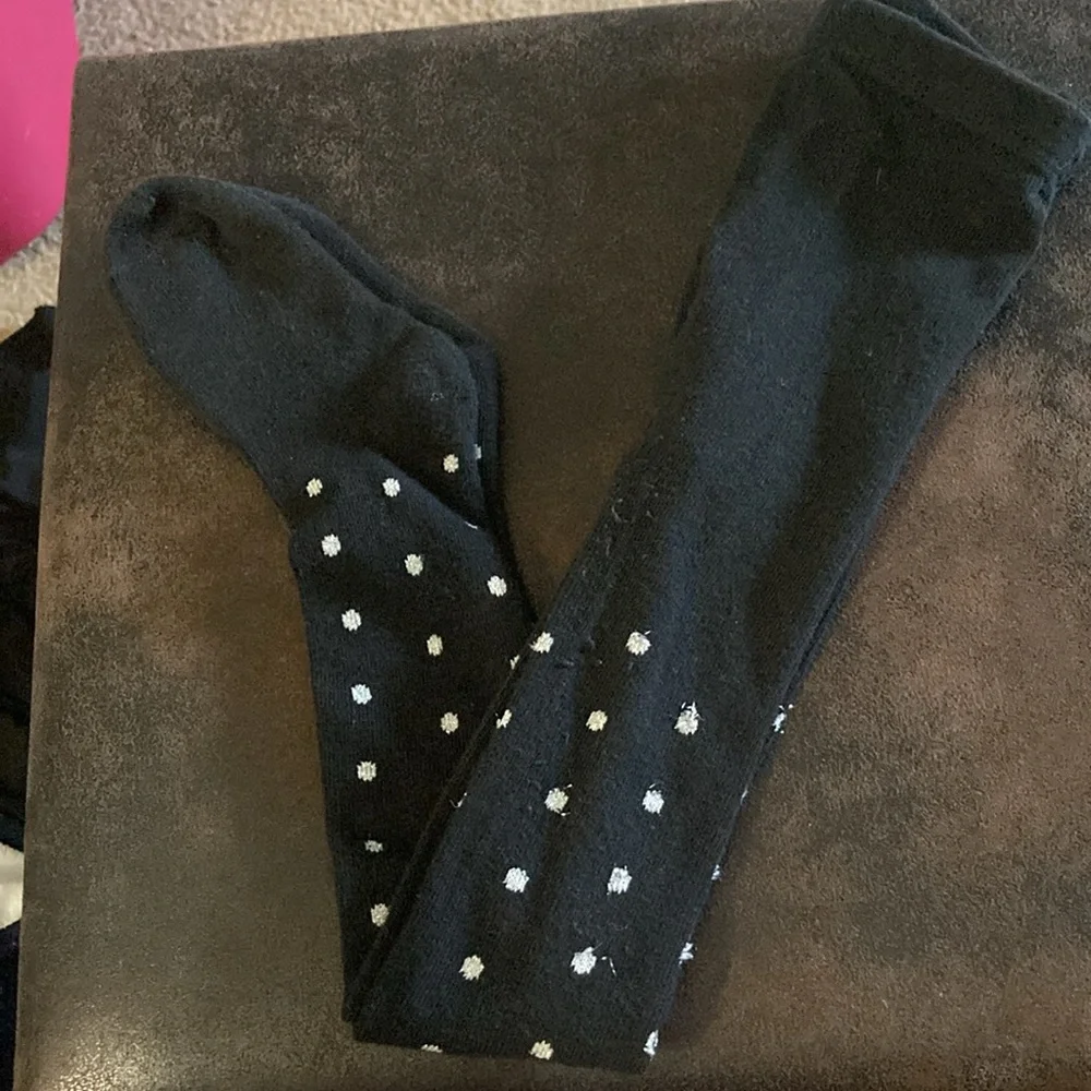 Sparkli polkadotted black sweater tights size 2t/3t